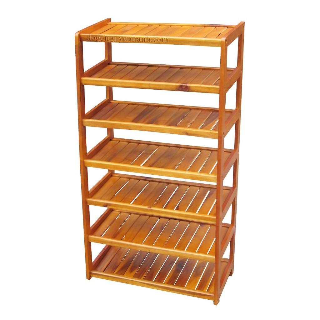 Kệ Giày Dép 7 Tầng Rộng 60cm Gỗ Tự Nhiên 100%- Vàng