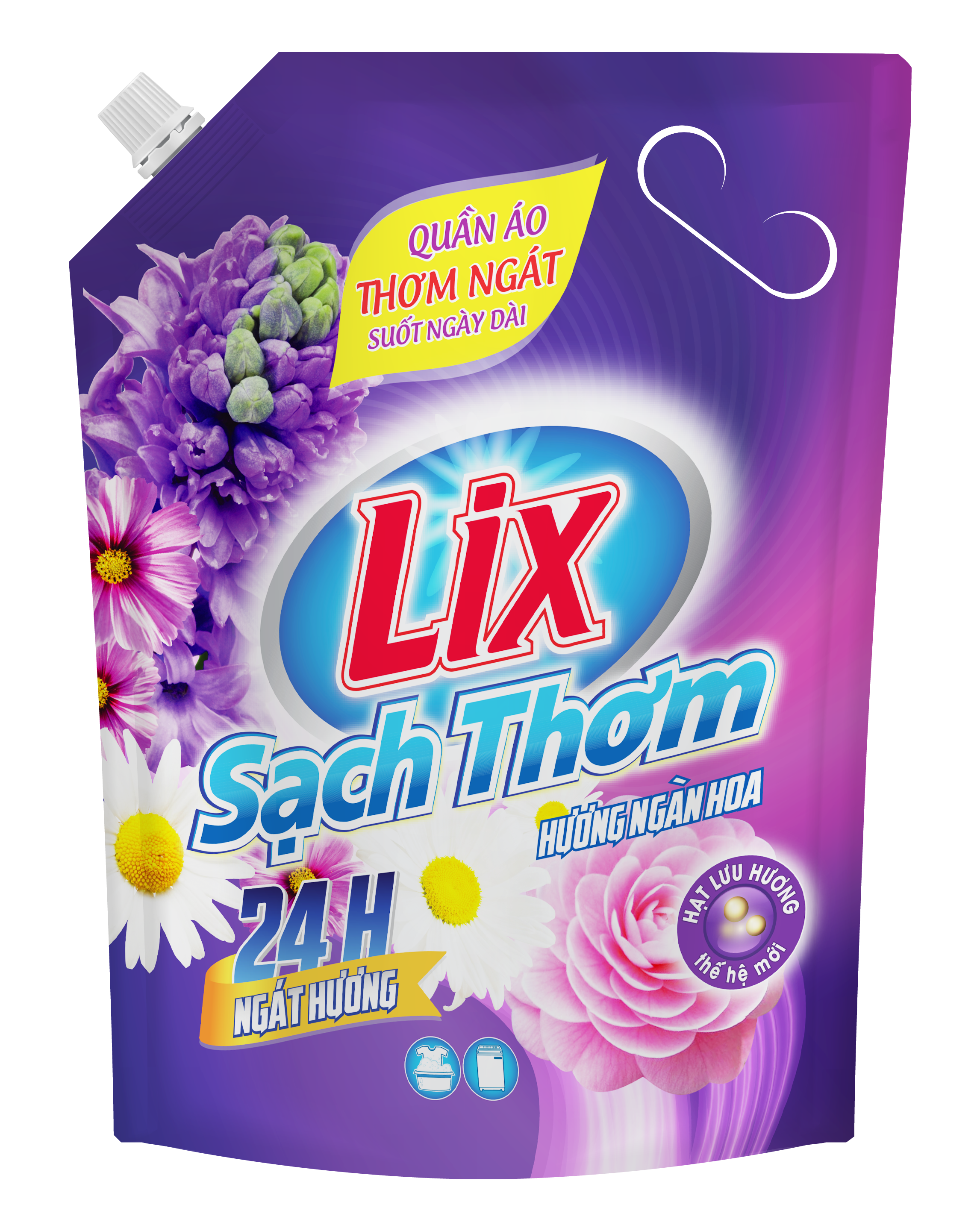 Túi Nước giặt Lix Sạch Thơm hương ngàn hoa 3.5Kg N7403 - chứa hạt lưu hương cho ngày dài thơm ngát