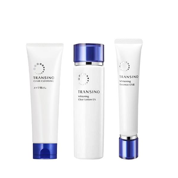 Bộ 3 Sản Phẩm Dưỡng Trắng Da TRANSINO Clear Cleaning - Clear Lotion - Essence EX II