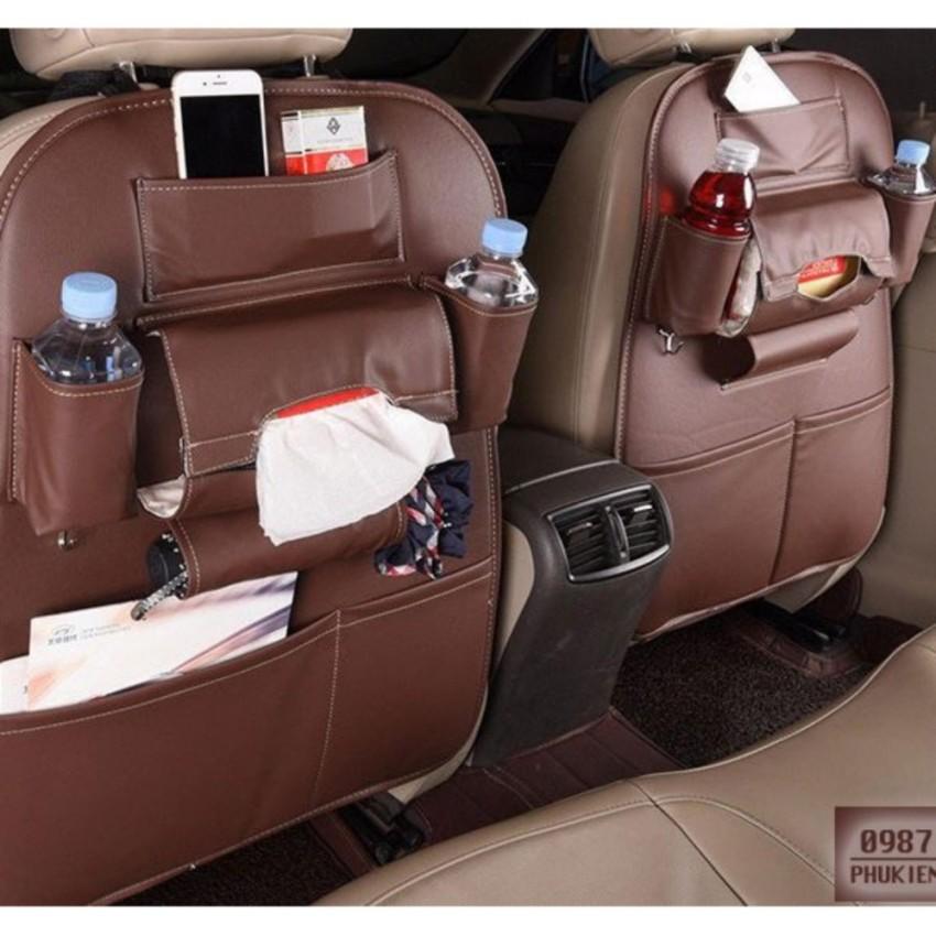 Tấm để đồ BẰNG DA đa năng sau ghế xe ô tô xe hơi tiện dụng 206566 tặng khăn lau đa năng