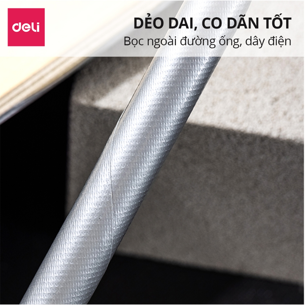 Băng keo vải đa năng Siêu dính Siêu dai 60mm*20m Deli - Băng dính vải cách điện chuyên dụng chịu nhiệt chống thấm