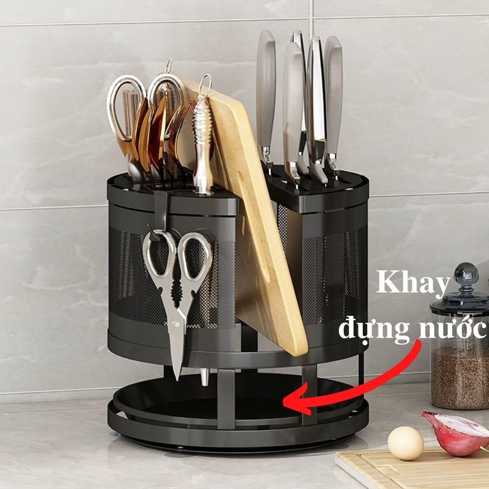 Kệ cài dao thớt đa năng xoay 360 độ để bàn giá cắm dao kéo ống đũa đa năng thông minh để bàn nhà bếp 2750 EDHOME