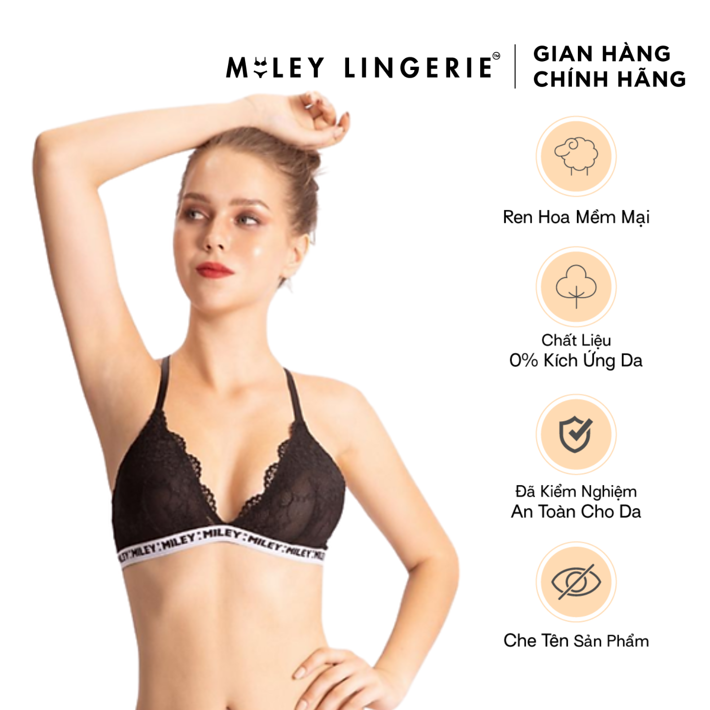 Áo Ngực Nữ Không Gọng Full Ren Sporty Sexy Miley Lingerie BRL_01