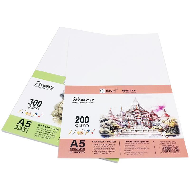 Giấy Vẽ Đa Năng Romance - A5 200gsm - Mix Media Paper - Zen Art TMG 8381 (20 Tờ)