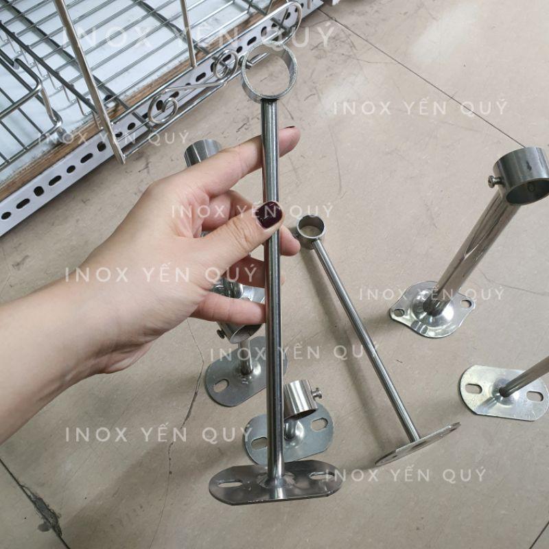 INOX304 Chân đỡ ống tròn phi 25 loại dài treo quần áo. CHÂN ĐỠ ỐNG TRÒN. CHÂN ĐỠ ỐNG RÈM. CỐC ĐỠ ỐNG PHI 25