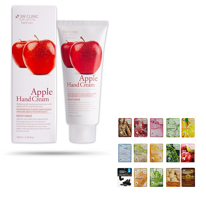 KEM DƯỠNG DA TAY 3W CLINIC MOISTURIZING APPLE HAND CREAM + TẶNG KÈM MASK 3W BẤT KỲ