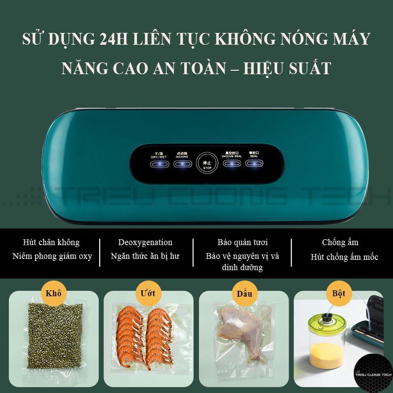 Máy Hút Chân Không Thực Phẩm Kiêm Niêm Phong Miệng Túi Cao Cấp-Chế Độ Hút Khô/Ướt/Thủ Công & Hút Chiết Xuất Không Khí Hộp Thực Phẩm Tặng Kèm Túi Hút. Hàng Chính Hãng