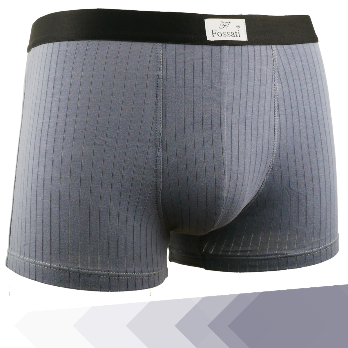 Quần lót nam boxer đùi cotton cao cấp đẹp gợi cảm Fossati Classic Rise co dãn 4 chiều màu xanh trẻ trung, vải 95% cotton 5% Spandex sọc dệt đẹp, may tôn dáng