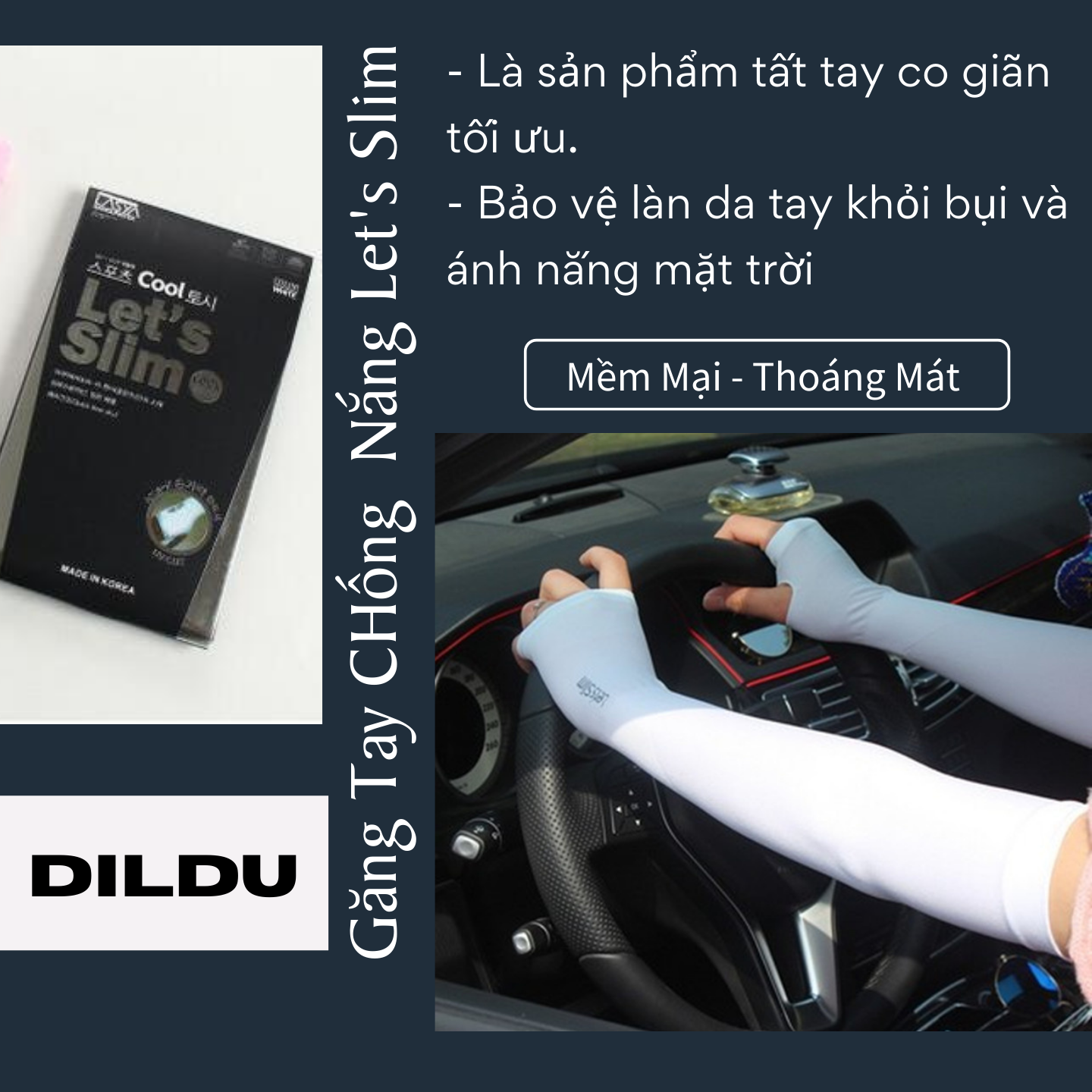 Găng tay chống nắng Let's Slim Xỏ Ngón - Bảo vệ tay khỏi tia UV - Dành cho cả nam và nữ - Hàng Chính Hãng