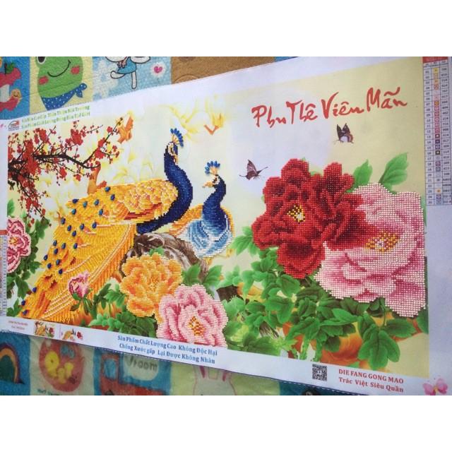 Tranh Đính Đá CÔNG PHU THÊ VIÊN MÃN (ĐÁ ABC CAO CẤP). Kích Thước: 94cm x 50cm