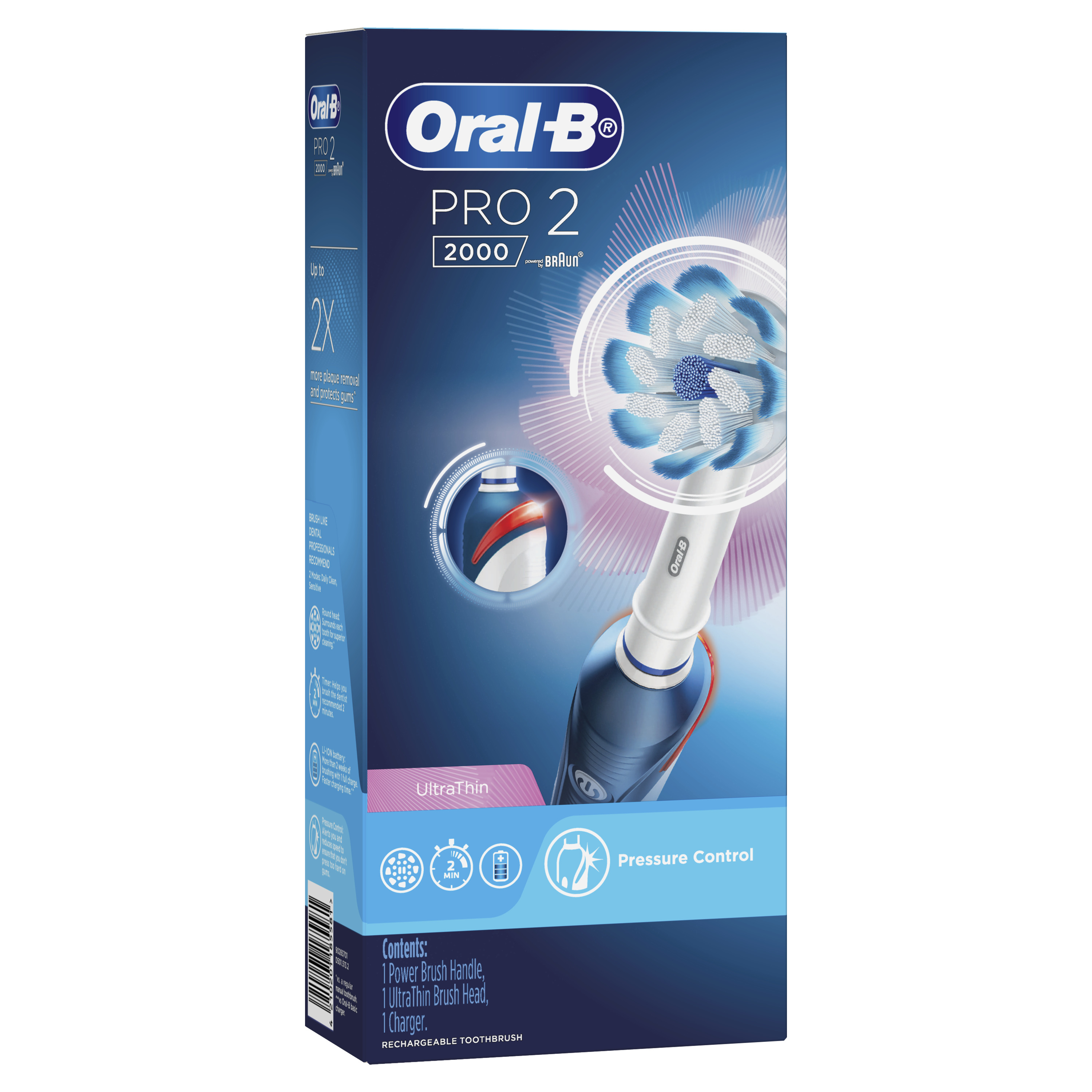 Bàn chải điện ORAL-B Pro 2000 UltraThin Làm Sạch 100% Mảng Bám Nhiều Màu