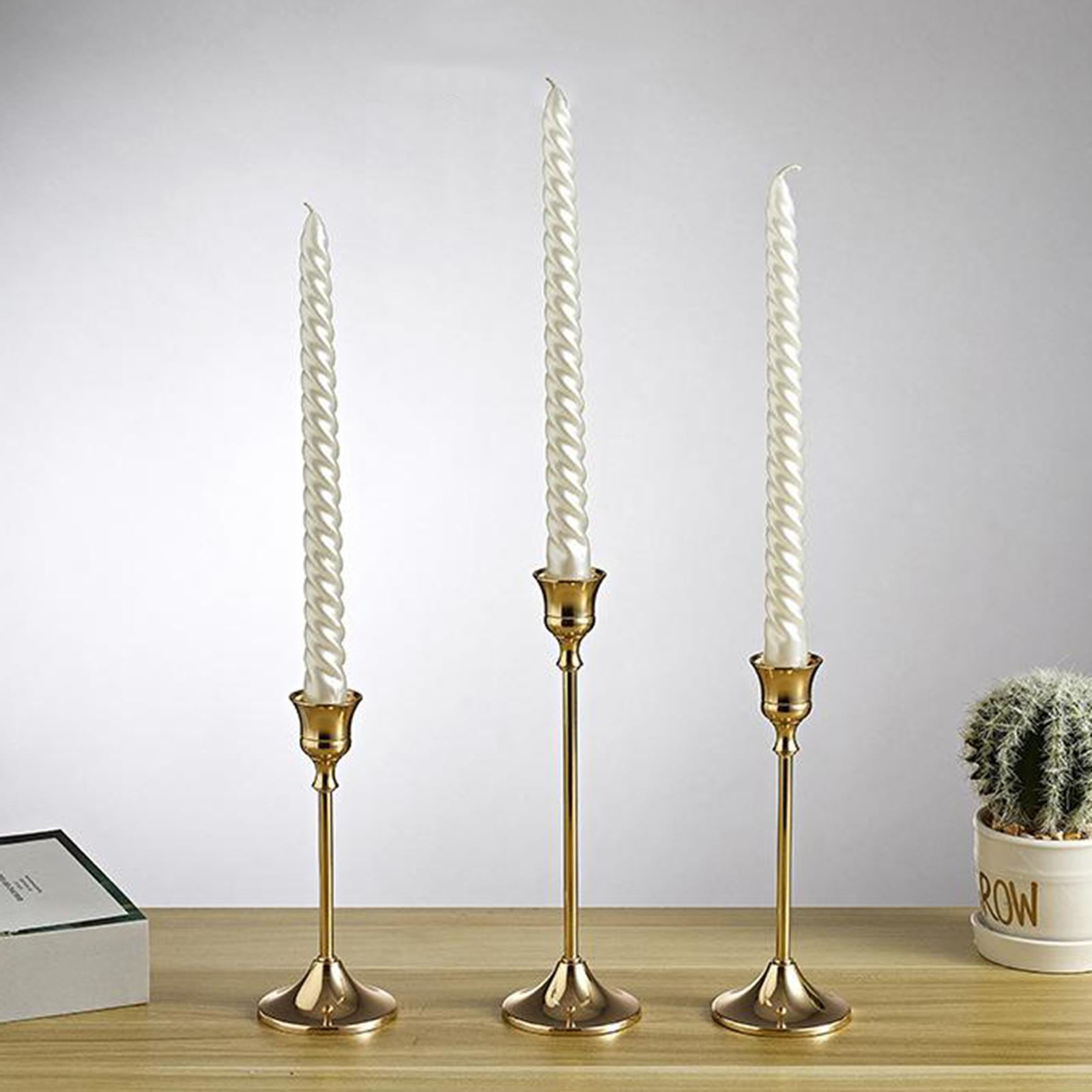 3x Metal Candle Stick Holders Stand for Wedding Party Home Office Decor