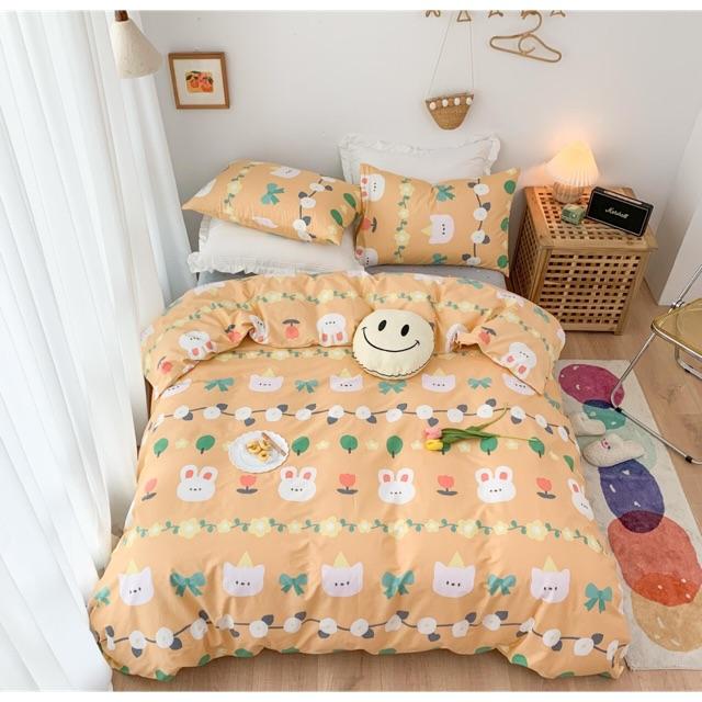 Set Chăn Ga Gối Cotton Living hàng Nhập Khẩu Cao Cấp 4 Món Gấu Thỏ