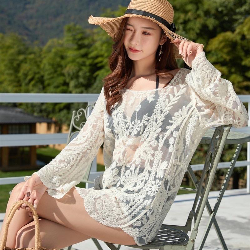 Áo khoác lưới kimono đi biển mặc ngoài bikini mùa hè 2023