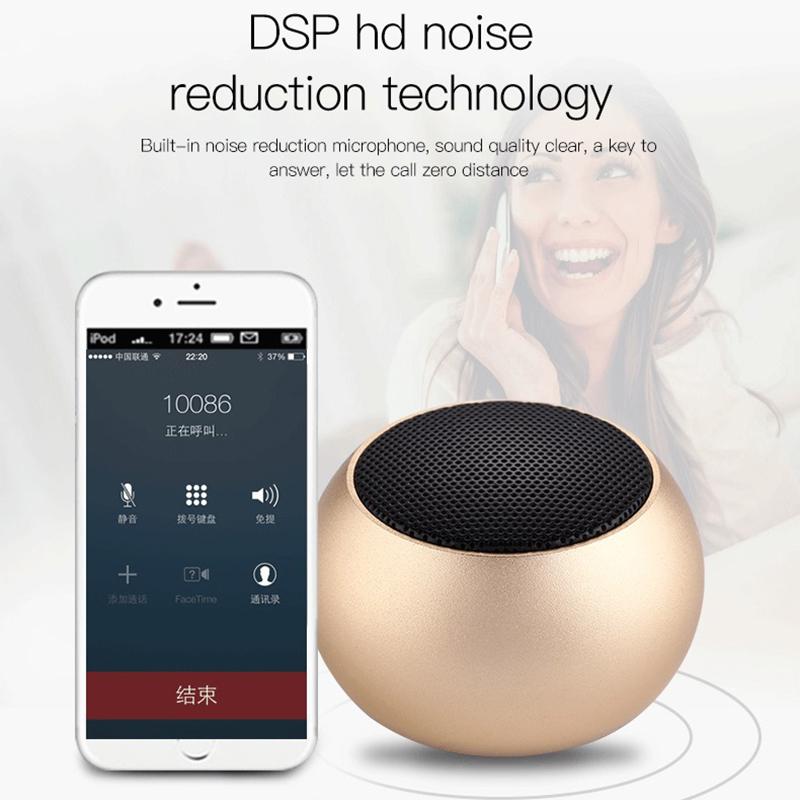 Loa Bluetooth Không Dây TWS Handfree Di Động Loa Nhỏ Loa Bass Hộp Âm Thanh Mini Hộp Âm Thanh Kim Loại Color: Gold