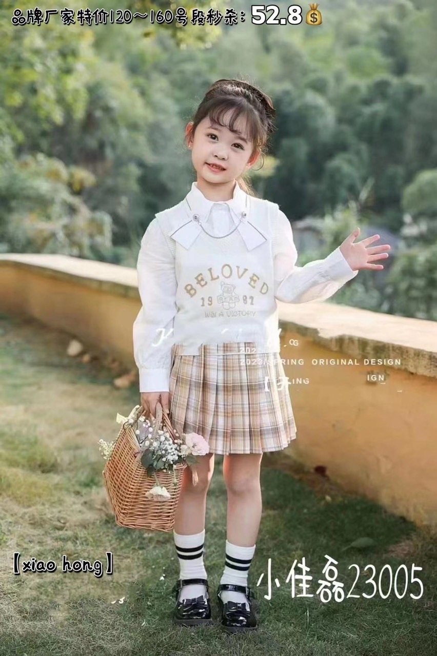 Set váy cho bé gái size đại, Váy thu đông trẻ em 5-12 tuổi chữ BELO phong cách Hàn Quốc kiểu dáng thời trang