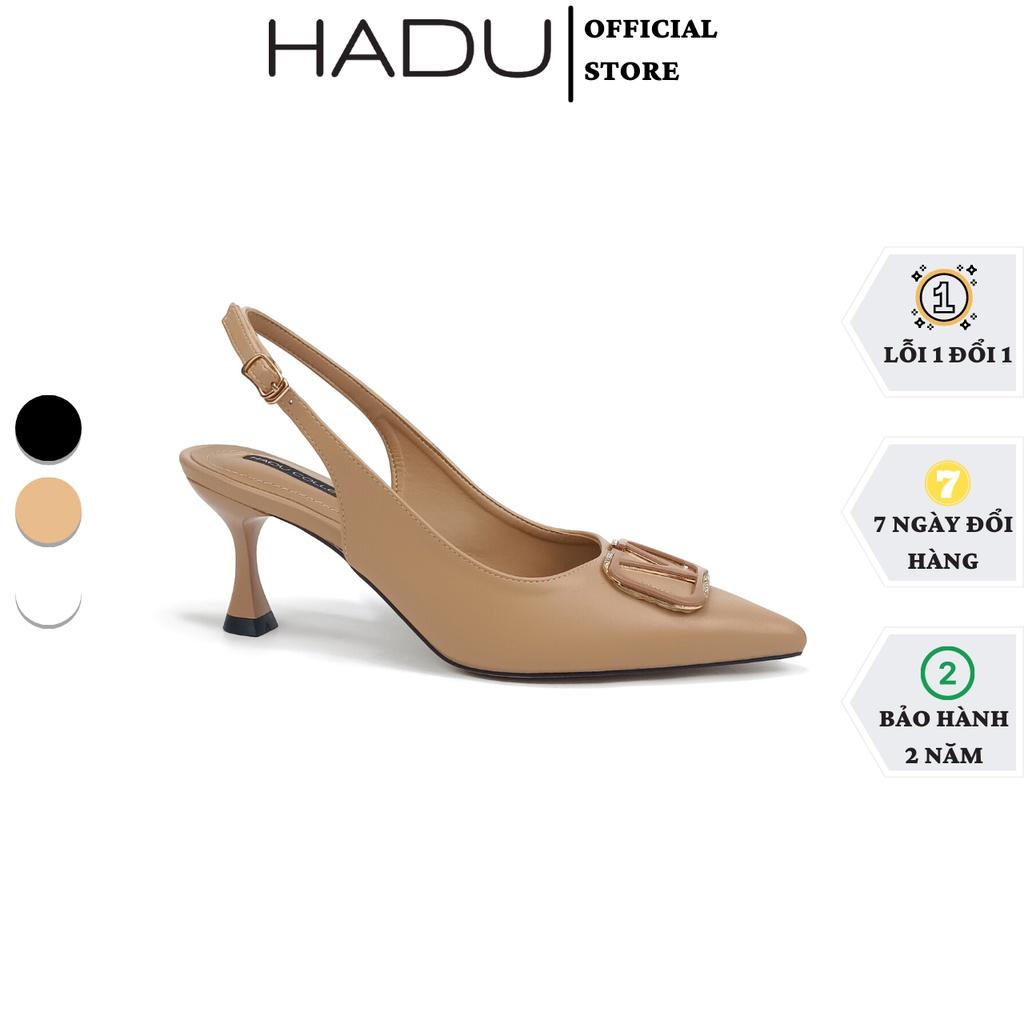 Giày cao gót bít mũi quai hậu 7cm Slingback2 khoá V HADU M794