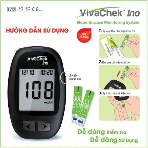 (TRỌN BỘ) MÁY ĐO ĐƯỜNG HUYẾT VIVACHEK INO