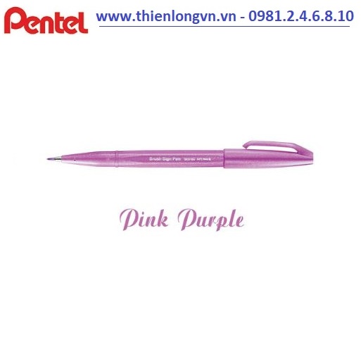 Bút lông viết thư pháp hiện đại Pentel SES15C-P2X tím nhạt; Calligraphy Fude Touch Sign - Pink Purple