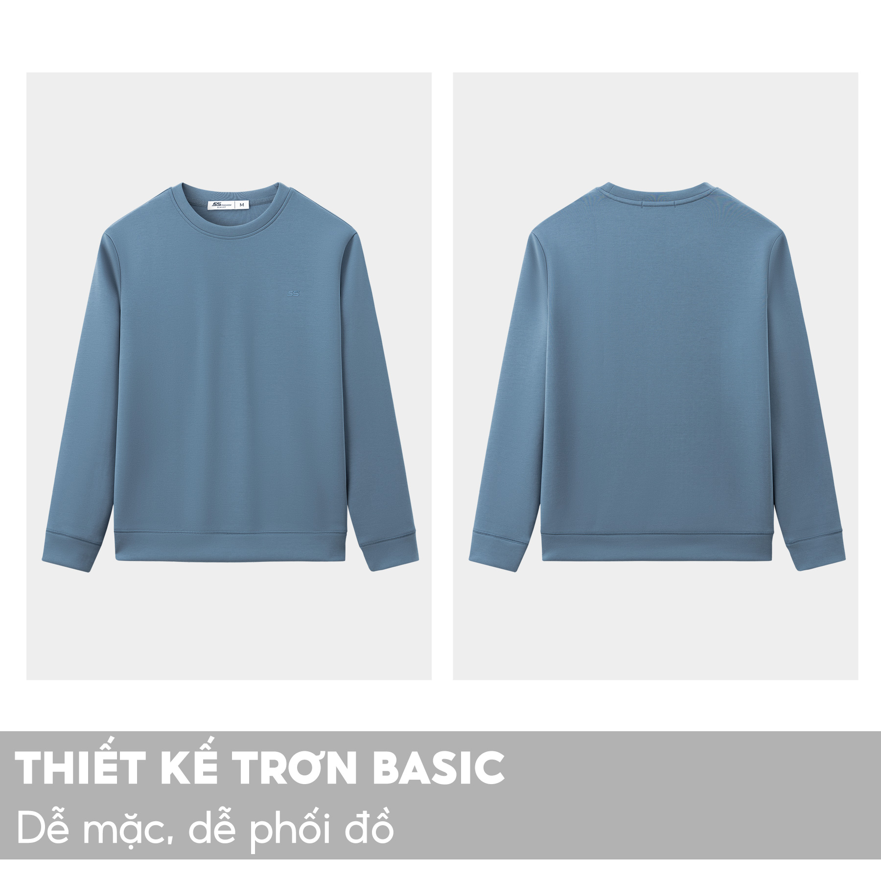 Áo Sweater Nam 5S FASHION Chất Nỉ Cotton, Phom Ôm Vừa Vặn, Thiết Kế Trơn Basic Dễ Mặc, Dễ Phối Trẻ Trung (ANO23401)