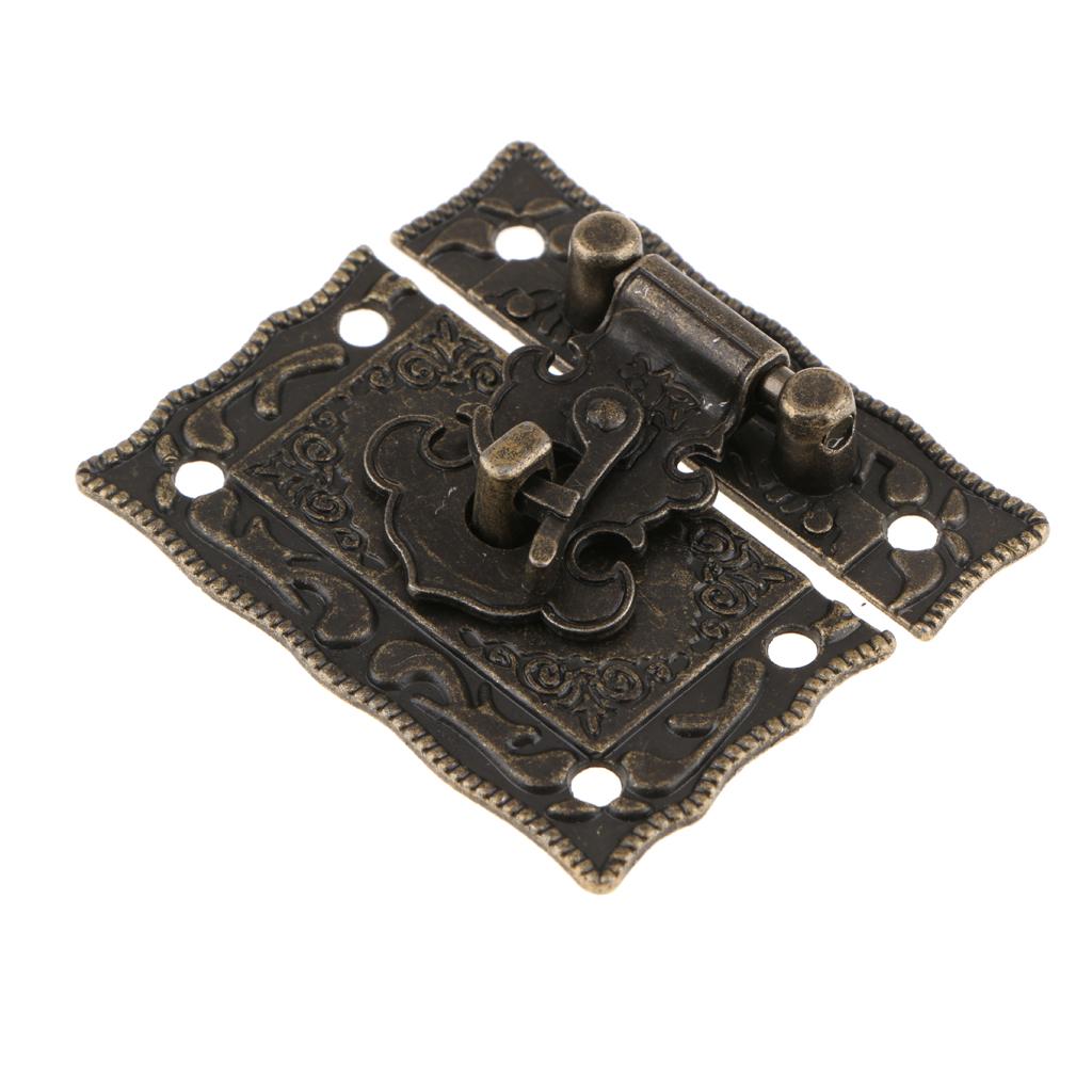 2xAntique Bronze Jewelry Wooden Box Latch Lock Decorative Hasp Lock Buckle Pin