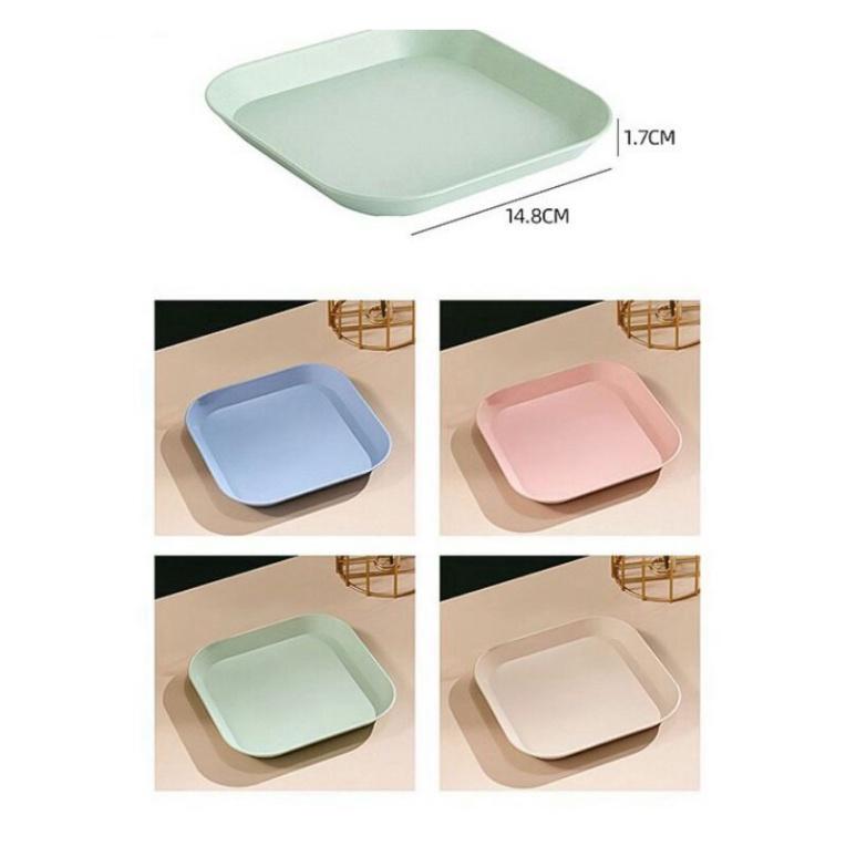 Set  8 Khay Đĩa Vuông Đựng Thức Ăn Màu Pastel Gồm 2 Cỡ Chất Liệu Nhựa Lúa Mạch Nhựa PP Thực Phẩm - Hàng nhập khẩu