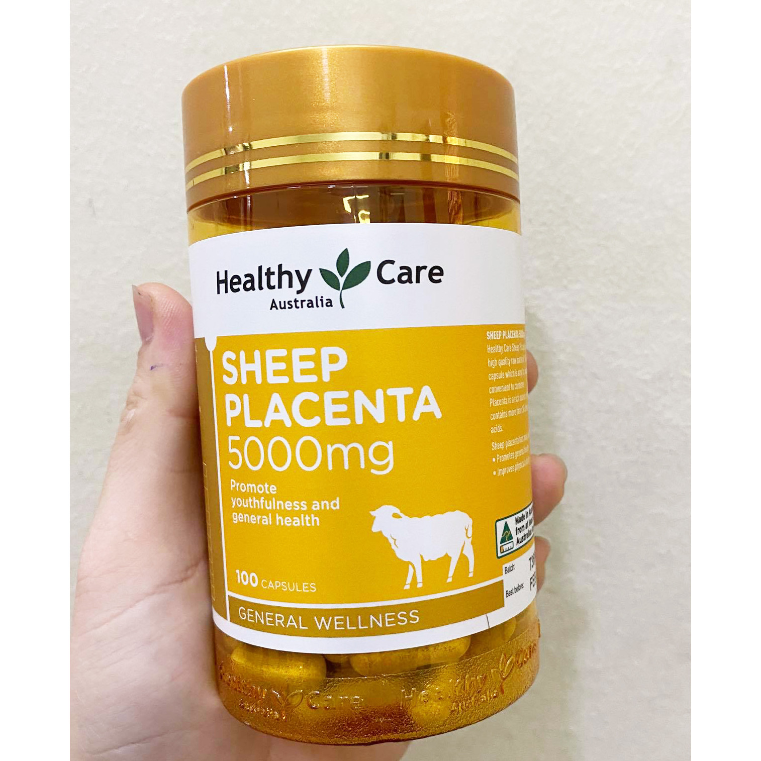 Viên uống nhau thai cừu Healthy Care Sheep Placenta chính hãng Úc giảm nám, tàn nhang, làm đẹp da