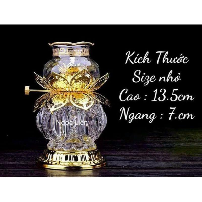 Đèn dầu thủy tinh sen vàng