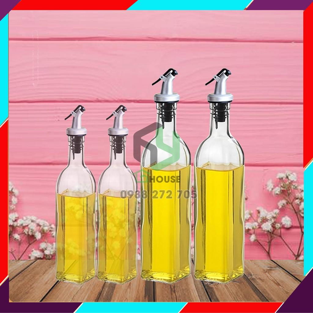 Bộ chai rót gia vị thủy tinh - bình đựng dầu nước mắm nước tương có vòi rót - thủy tinh không chì