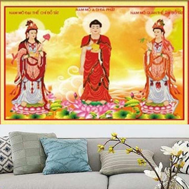 Tranh thêu tam Thánh Tây Phương 222778 - kích thước:114 * 84cm.