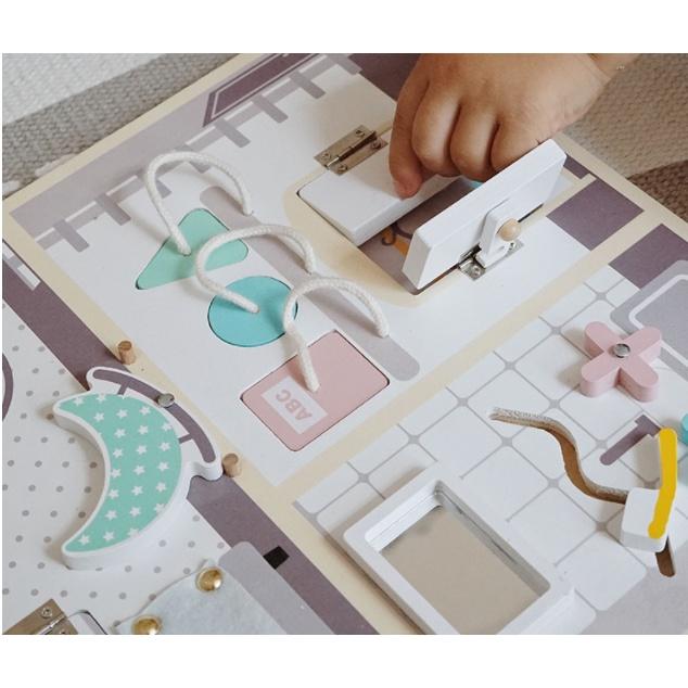 Đồ chơi Giáo dục Bảng bận rộn Busy Board có vô lăng rèn luyện vận động tinh cho bé