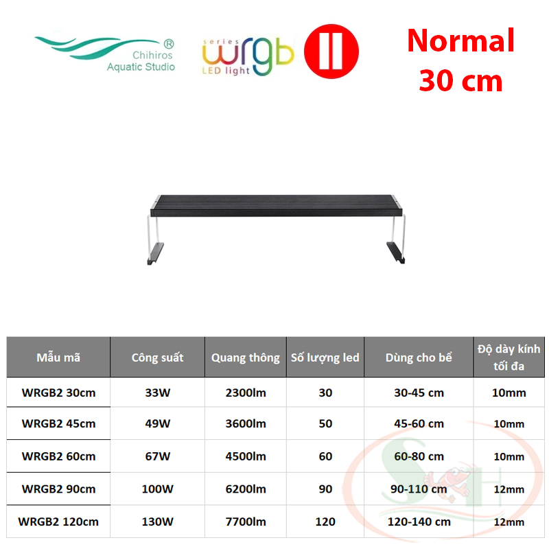 Đèn led Chihiros WRGB 2 Normal 30, 45, 60, 90, 120 cm wrgb2 quang phổ trồng cây bể thủy sinh cá tép