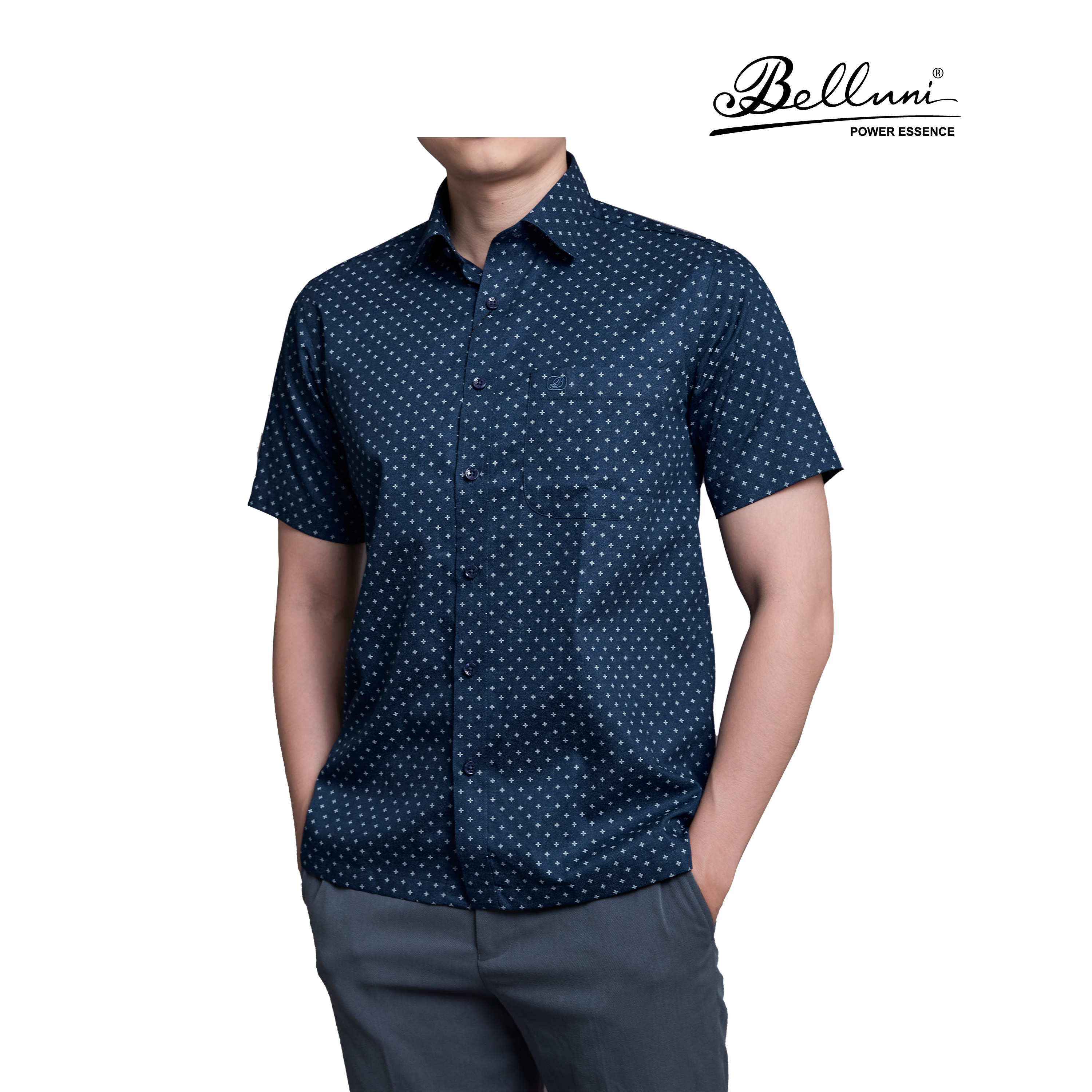 Áo sơ mi nam ngắn tay cotton cao cấp BELLUNI - ANL.CM.BE.4.B