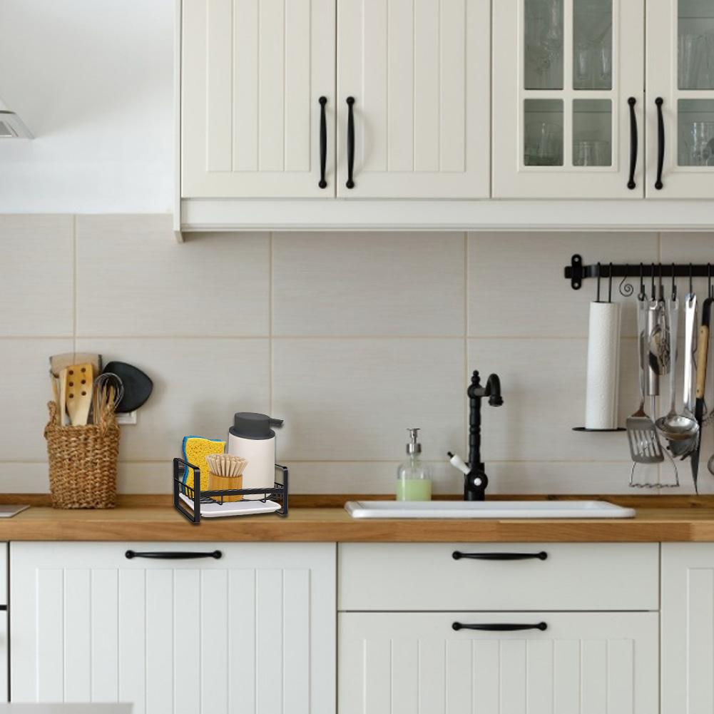 Kim Loại Tản Caddy Bọt Biển Giá Đỡ Chậu Rửa Hộp Bảo Quản Nước Rửa Chén Nước Xả Vải Điện Giá Điện Bếp Nhà Tổ Chức Phụ Kiện