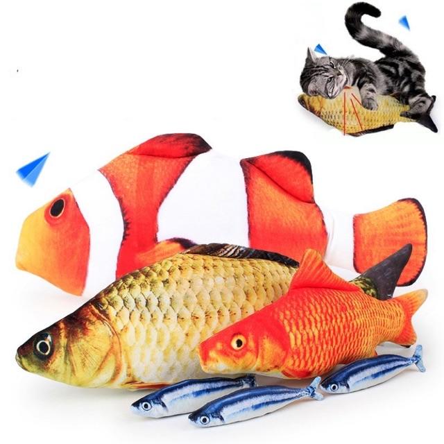 Đồ chơi cá 3D cho mèo tặng kèm cỏ mèo