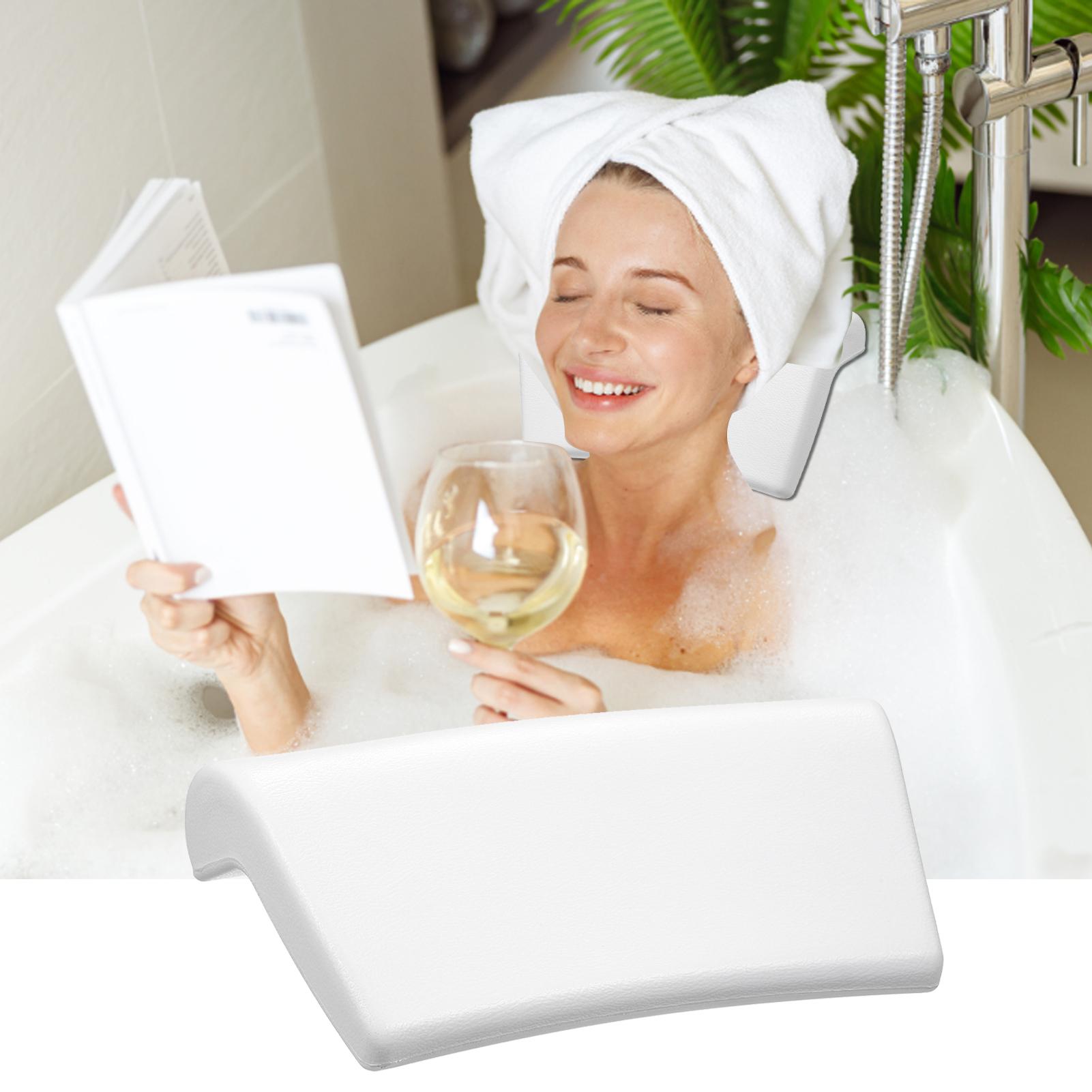 Soft Bath Pillow Waterproof Bathtub Pillows Headrest Non-slip SPA Bathroom Supplies White