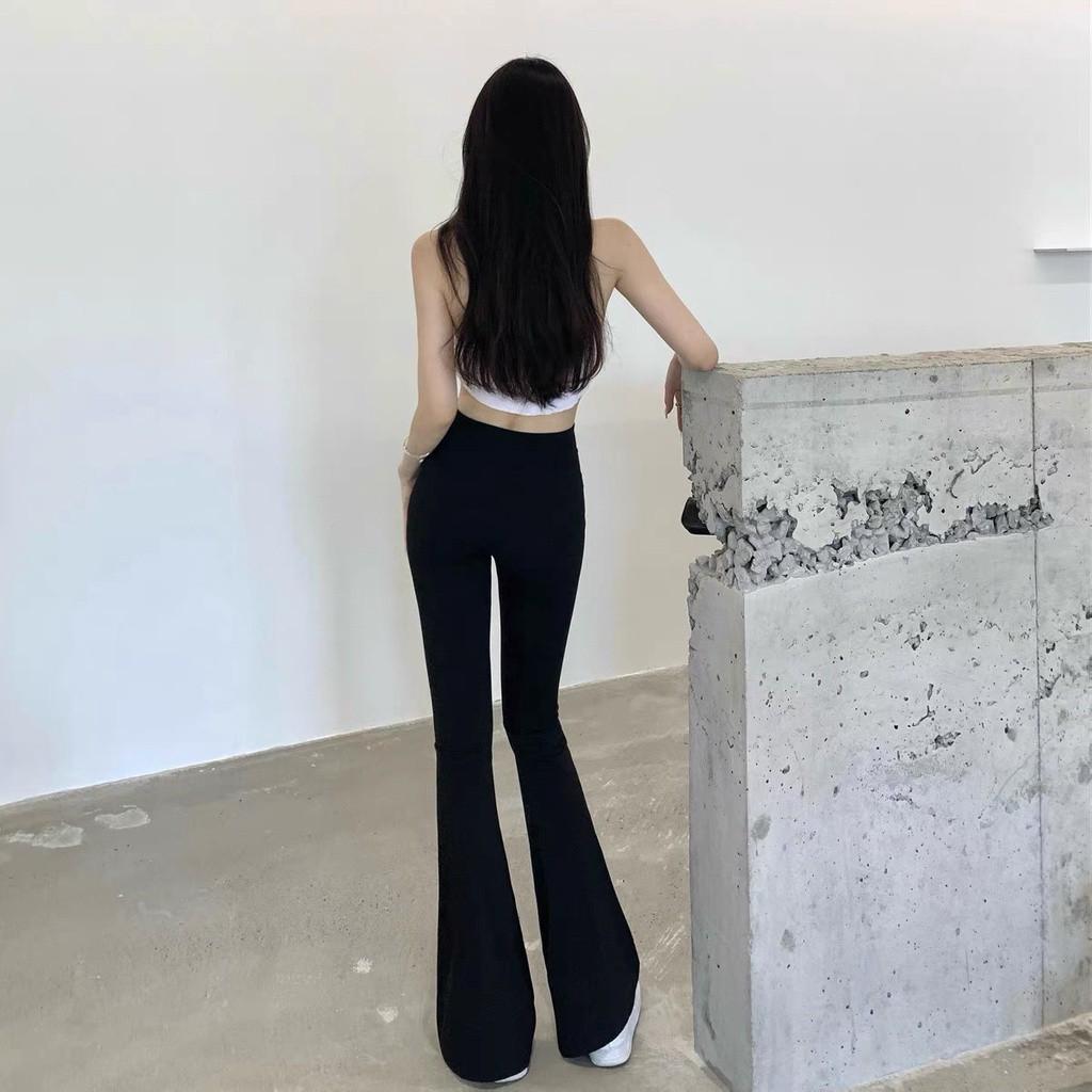 Quần ống loe cạp cao legging dáng dài, Quần legging nữ ôm ống loe dáng dài