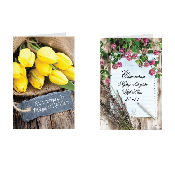 Combo 2c Thiệp 20-11, thiệp chúc mừng ngày nhà giáo VN 20/11 - Grey