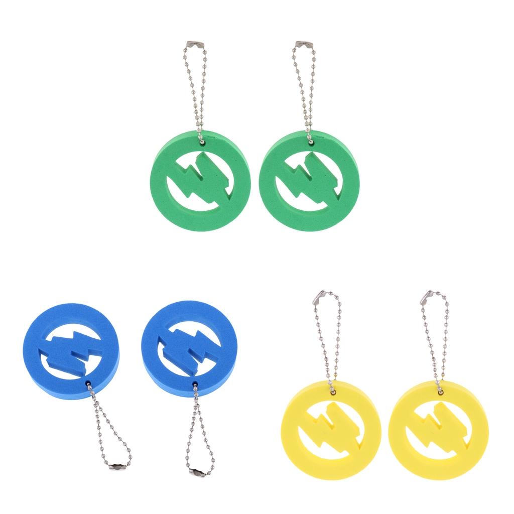 2x2 Pieces Round Buoy EVA Floating Keychain Keyring Water Key Float Blue