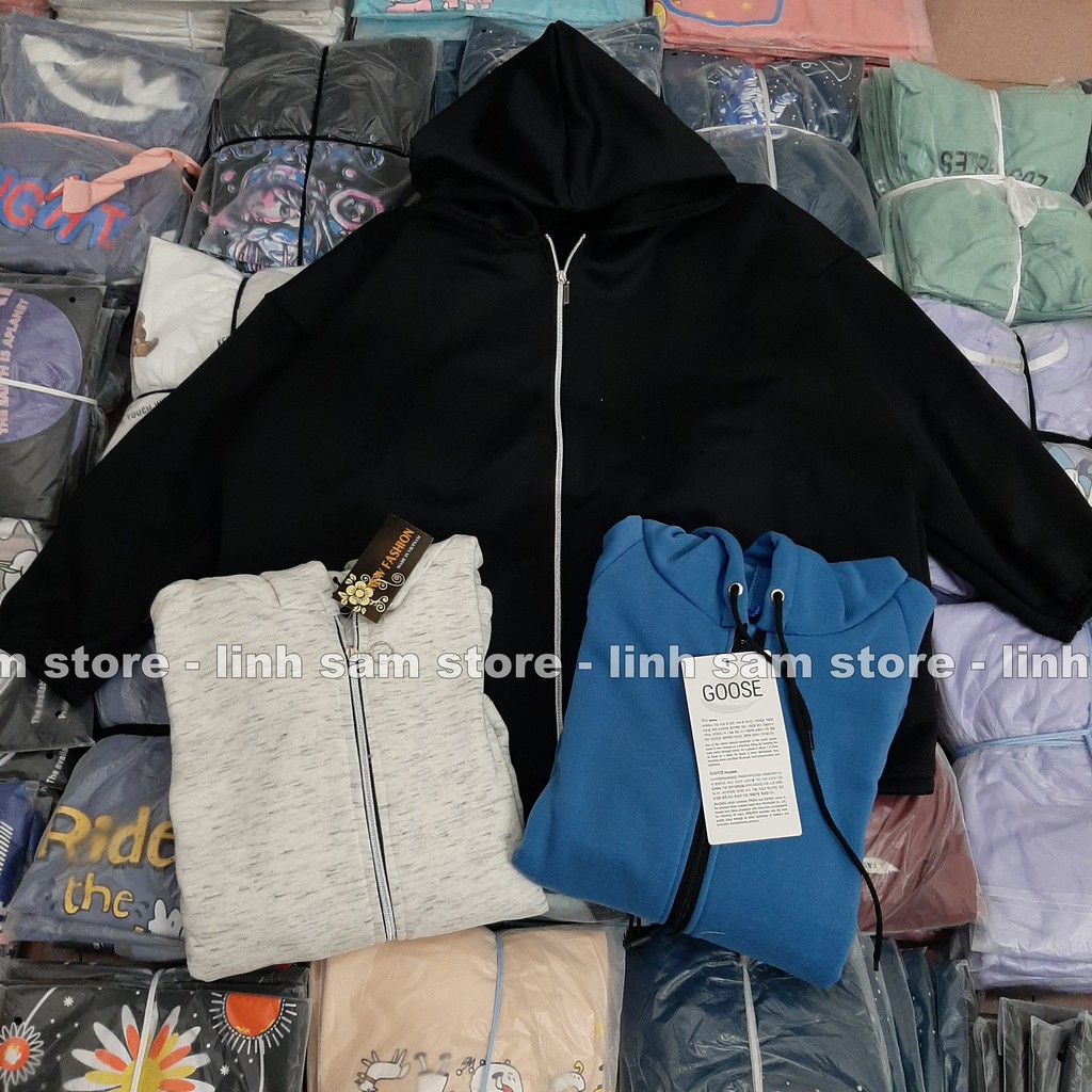 Áo khoác nỉ có mũ - ÁO HOODIE KHÓA KÉO DÂY RÚT freesize form rộng nam nữ unisex mặc cặp - couple TRƠN