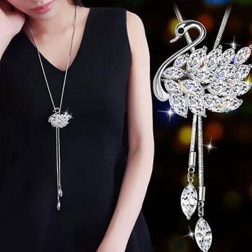 Dây chuyền dài đá nhân tạo thiên nga BH290