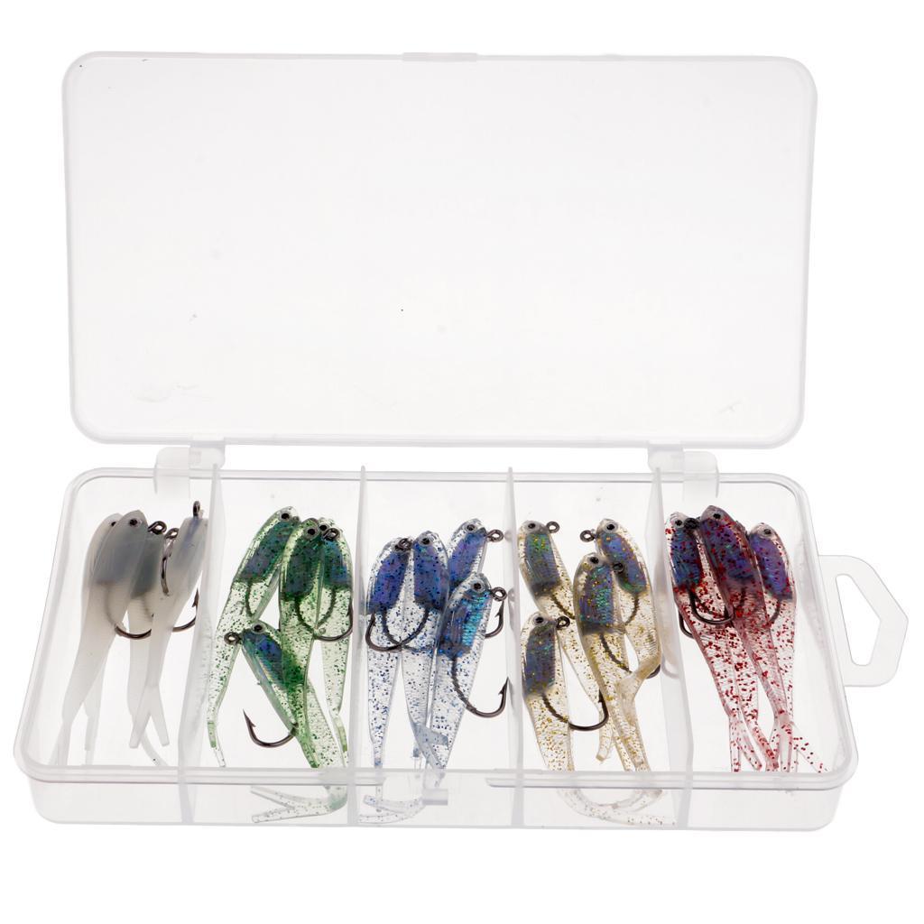 20pcs Jig Head Shad Swimbait Paddle Tail Worm Fishing Lures Soft Fish Baits