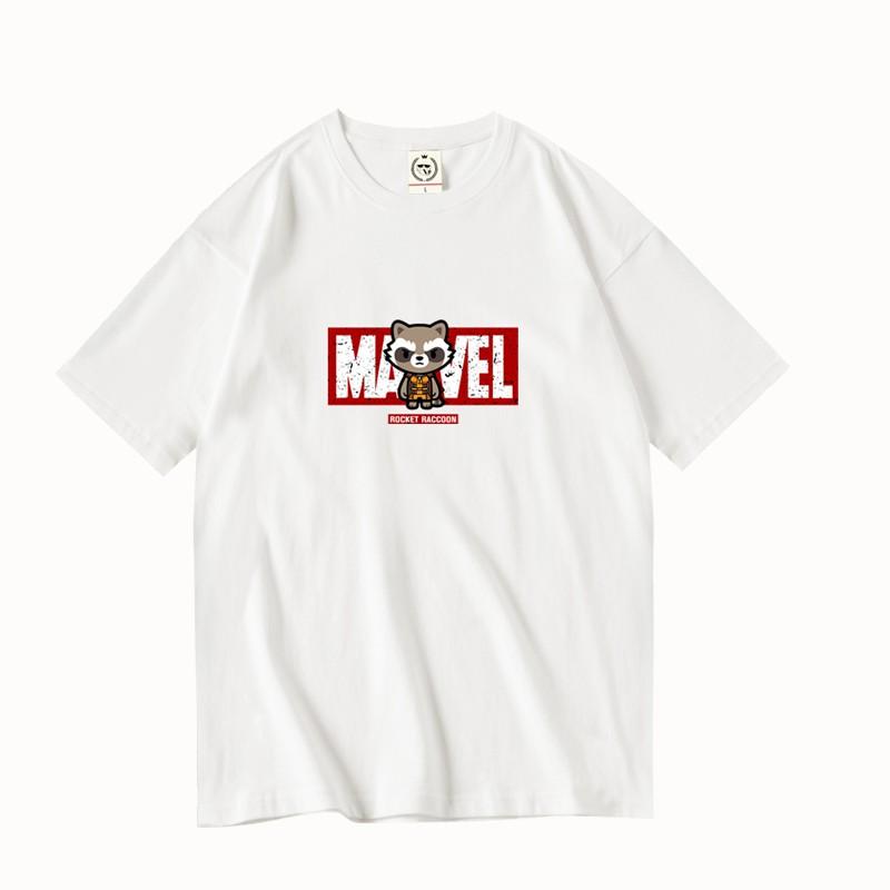 Áo thun siêu anh hùng Marvel 1 tay lỡ form rộng unisex nam nữ