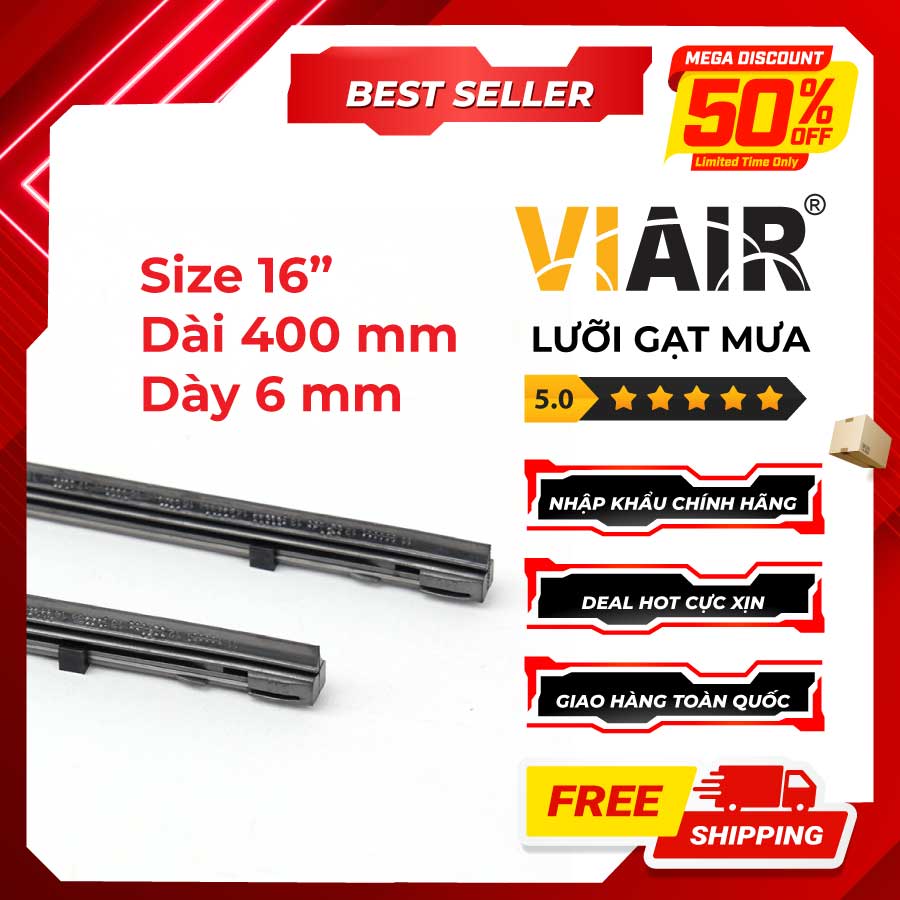 Combo 2 Lưỡi Gạt Mưa Loại A VIAIR R15 (16 Inch/400 mm)