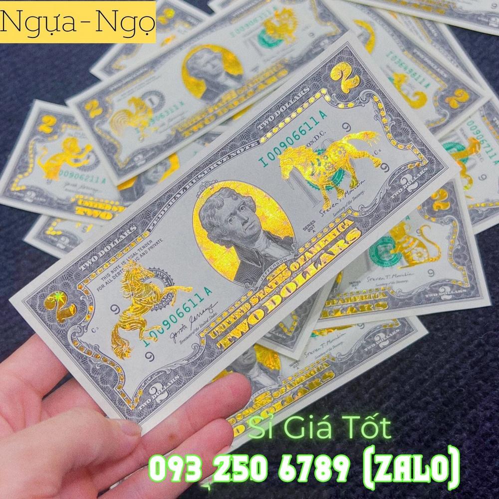 Tờ 2 Đô, 2 USD In Hình Con Ngựa Mạ Vàng 3D Kỷ Niệm Làm Quà Tặng, Sưu Tầm, Trang Trí - PASACOLLECTION