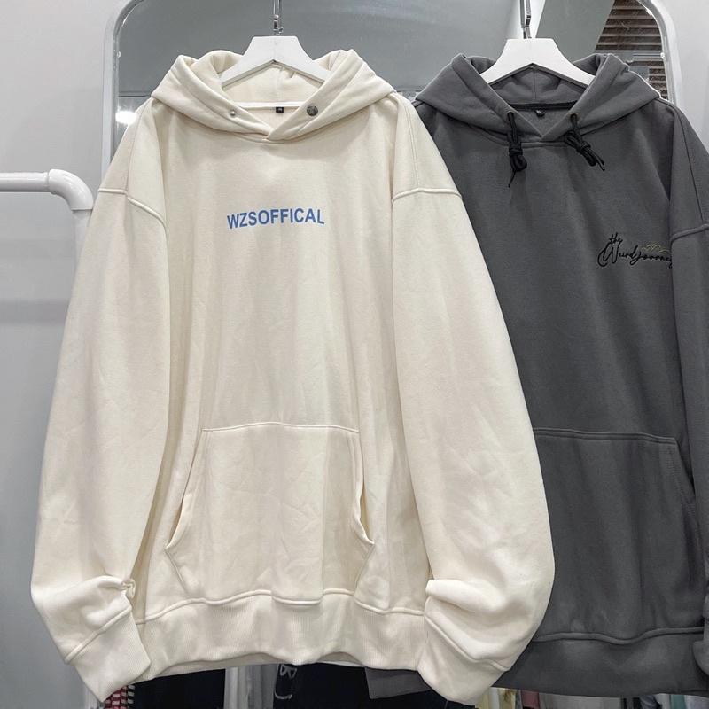 áo Hoodie nỉ WZS màu kem unisex ảnh thật SSSTore ( nam nữ mặc đều được