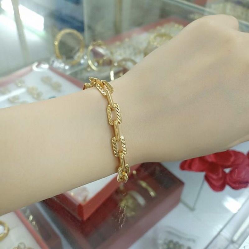 Lắc tay mắc xích vuông mạ vàng 18k siêu đẹp LV38