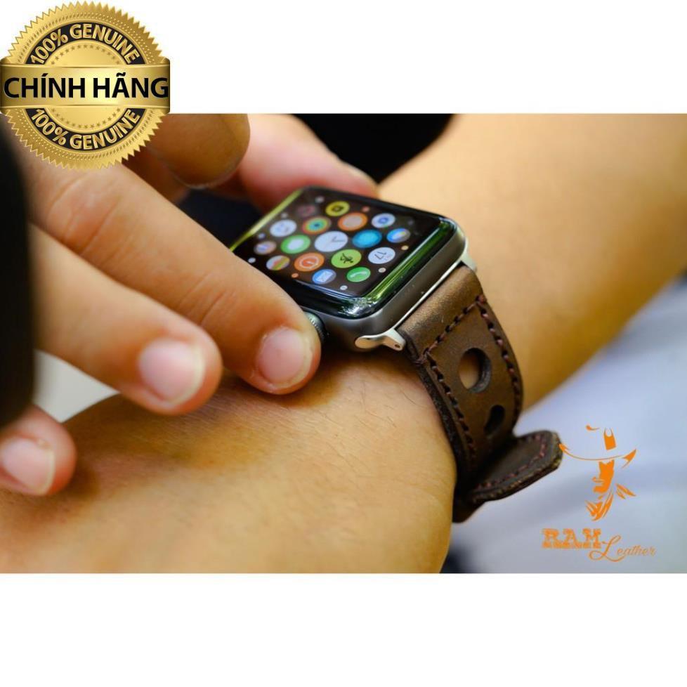 DÂY DA BÒ NÂU ĐẤT DÀNH CHO APPLE WATCH VỚI 3 LỖ RALLY THOÁNG KHÍ – RAM D1 CỰC CHẤT .
