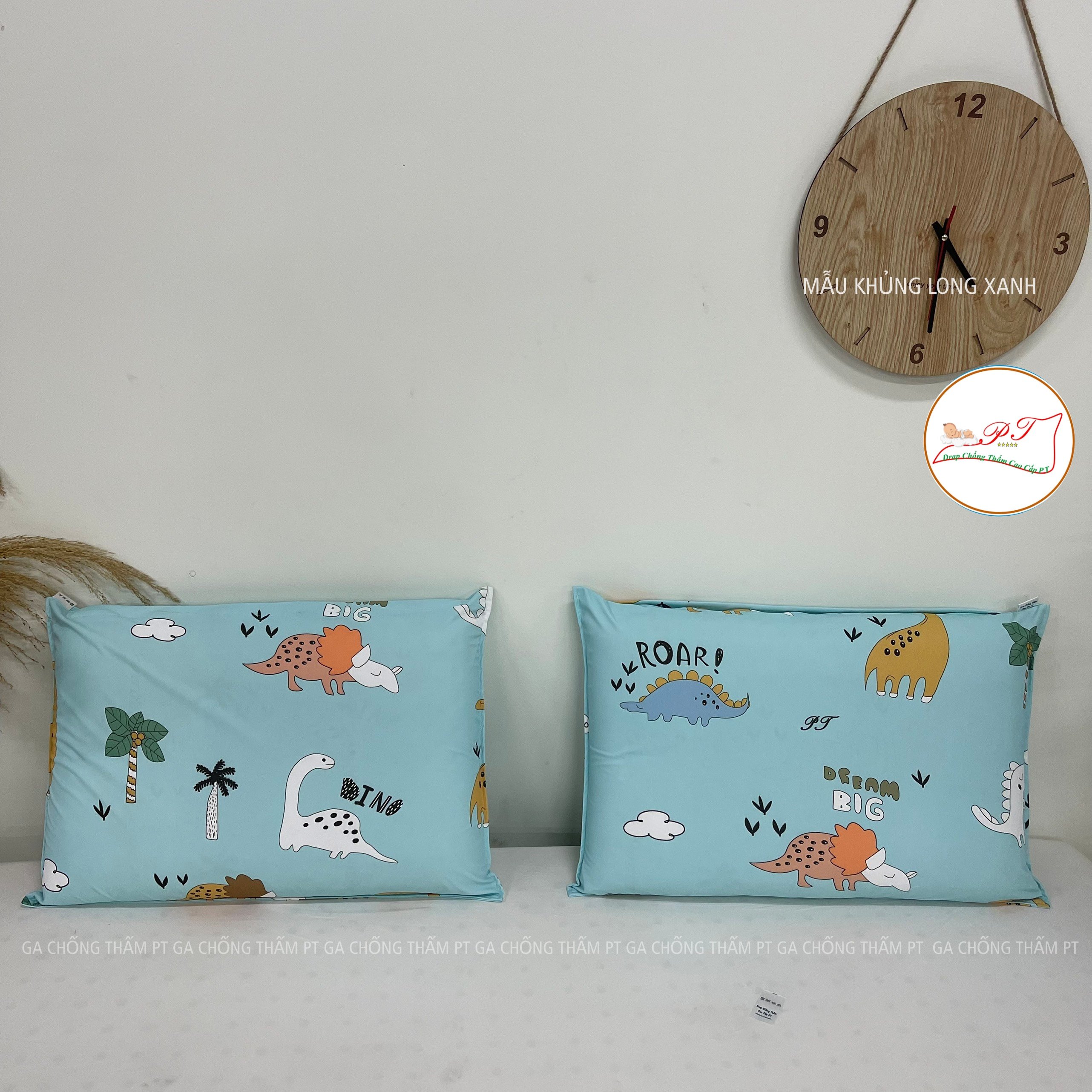 Ga Chống Thấm Cao Cấp PT Mẫu Họa Tiết Khủng Long Xanh