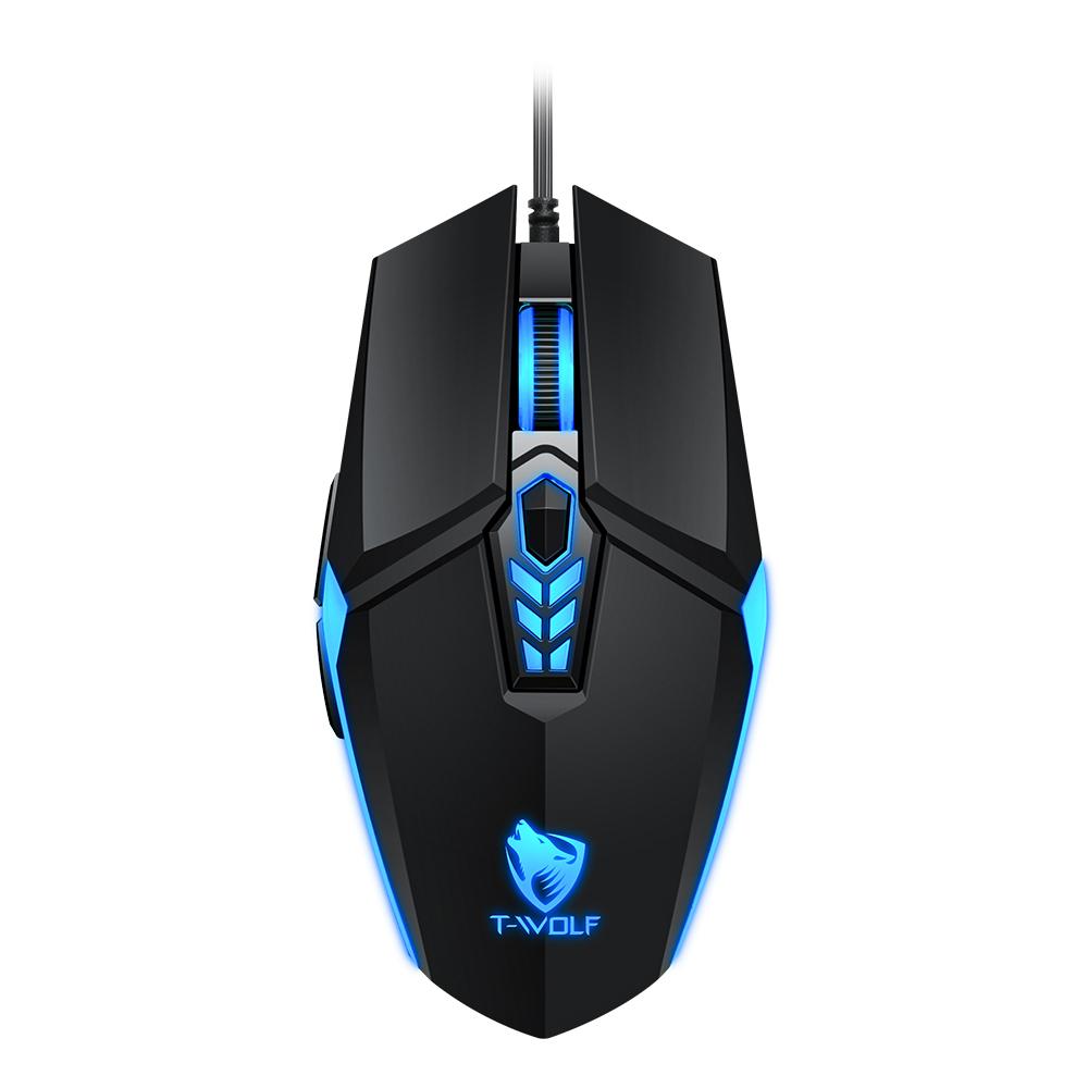Chuột chơi game có dây T-WOLF G510 6 nút 4 đèn nền màu 800-3200 DPI có thể điều chỉnh cho văn phòng và máy tính xách tay / PC